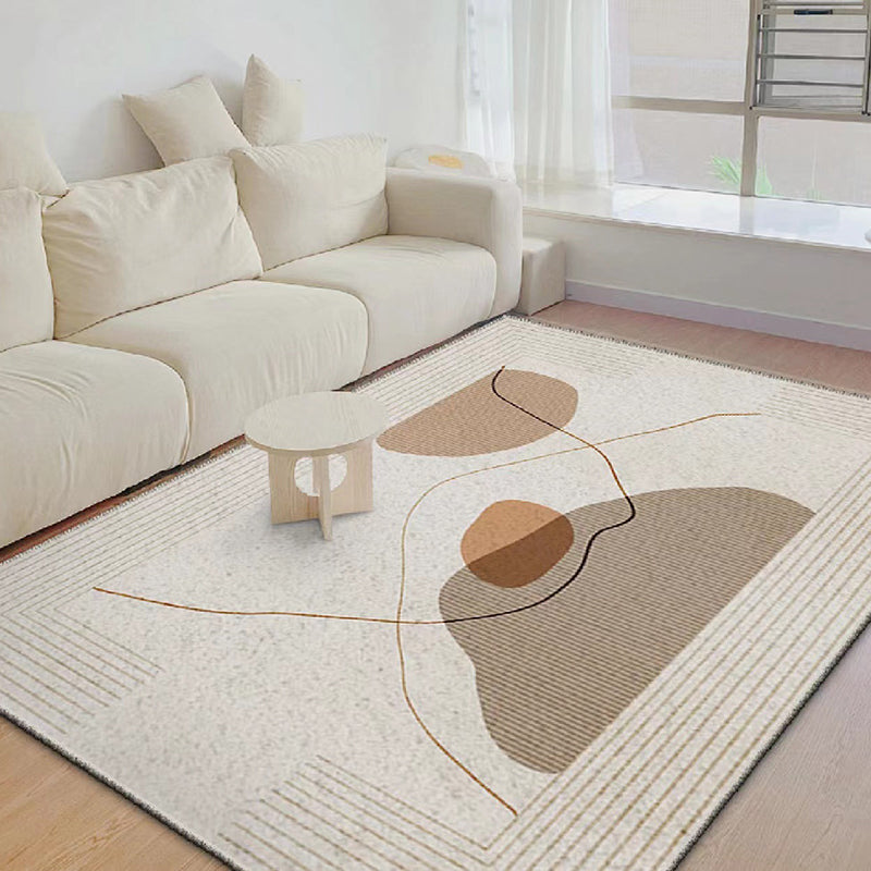 Light Grey Modern Rug Polyester Line Indoor Rug Stain Resistant Rug for Home Decor