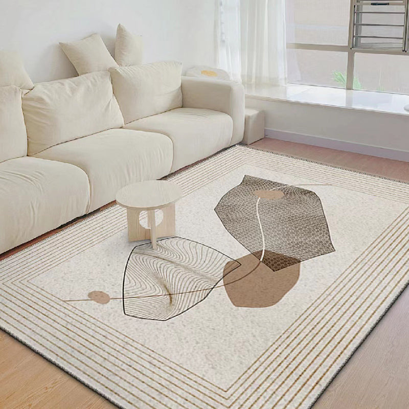 Light Grey Modern Rug Polyester Line Indoor Rug Stain Resistant Rug for Home Decor