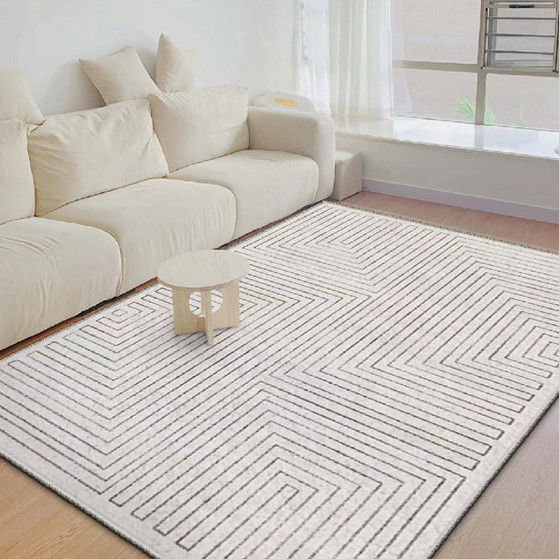 Light Grey Modern Rug Polyester Line Indoor Rug Stain Resistant Rug for Home Decor