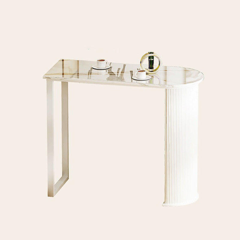 White Modern Style Specialty Bar Table in Faux Marble and Metal Milk Tea Shop Bar Table