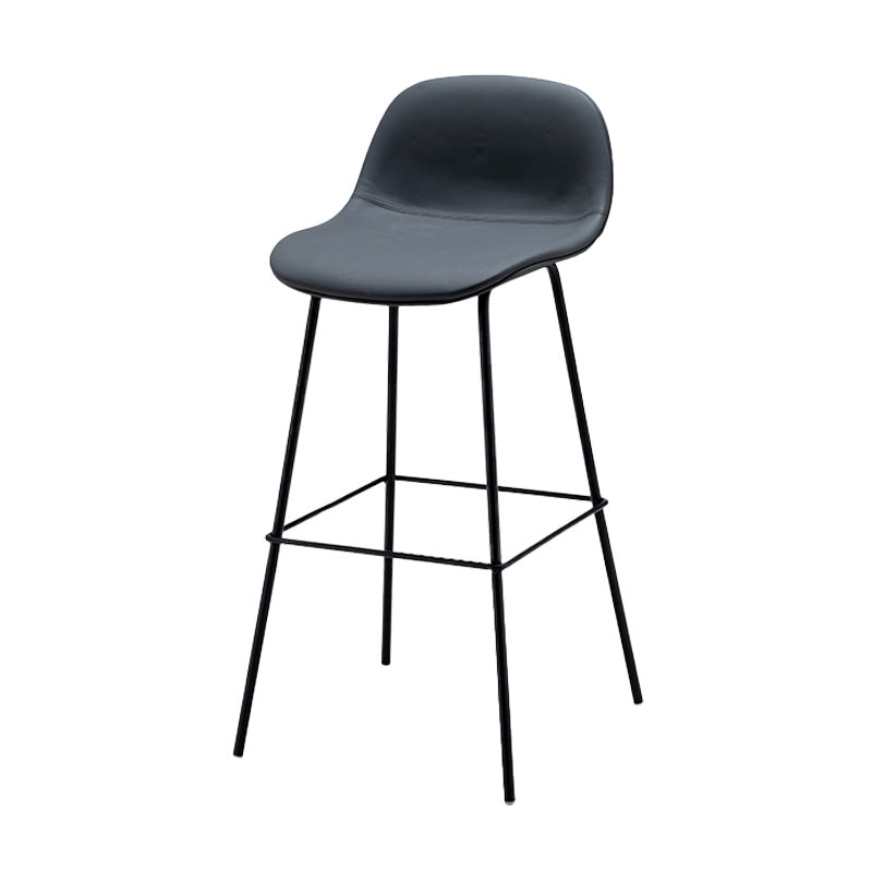 Taburete contemporáneo de la barra de mostrador taburete de respaldo de cuero con reposapiés