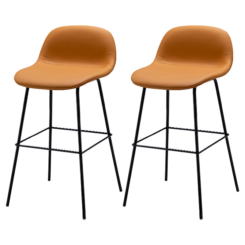 Taburete contemporáneo de la barra de mostrador taburete de respaldo de cuero con reposapiés