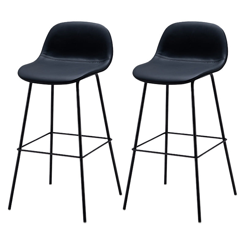 Taburete contemporáneo de la barra de mostrador taburete de respaldo de cuero con reposapiés