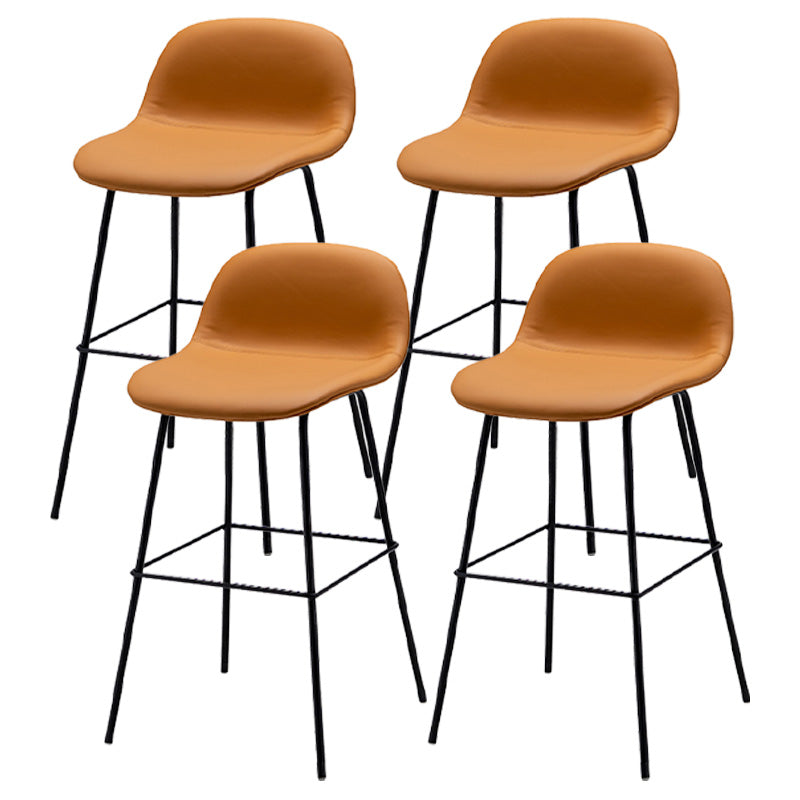 Taburete contemporáneo de la barra de mostrador taburete de respaldo de cuero con reposapiés