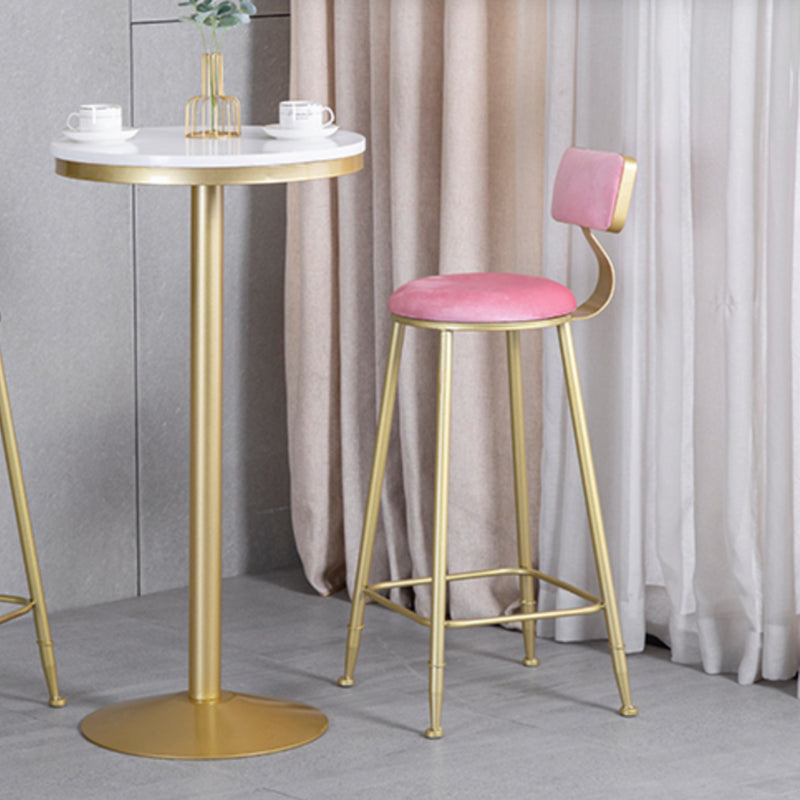 Glamlos -armlose Rückenlehneschalter Stuhl Stahl Café Stuhl mit Samtkissen und Pedal