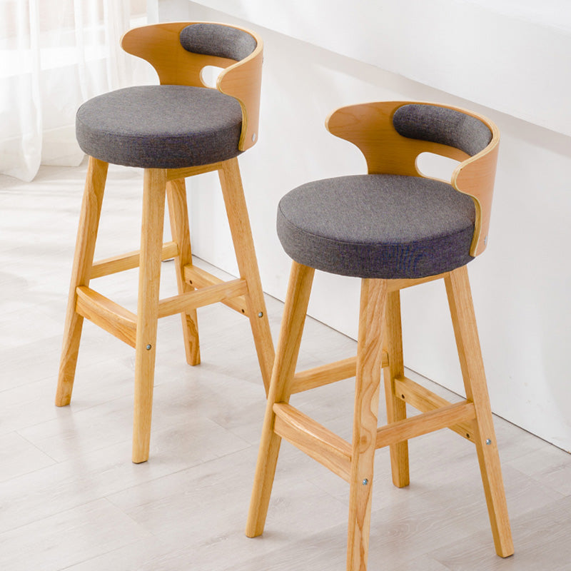 Contemporary Leather Solid Wood Barstools Bristol Bar Stool with Footrest and Low Back
