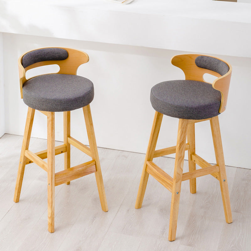 Contemporary Leather Solid Wood Barstools Bristol Bar Stool with Footrest and Low Back