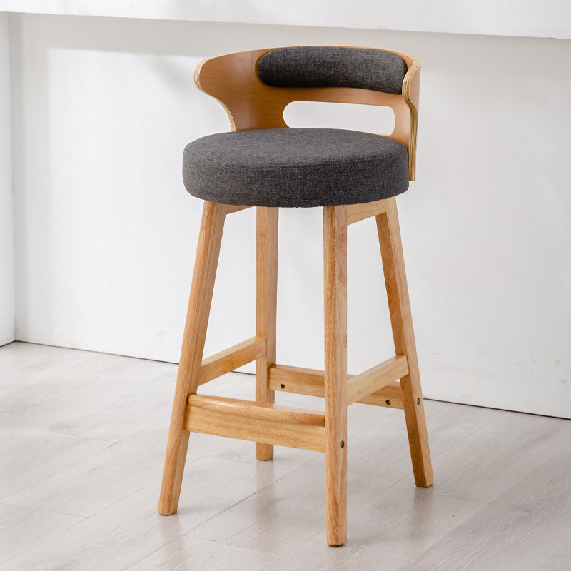 Contemporary Leather Solid Wood Barstools Bristol Bar Stool with Footrest and Low Back