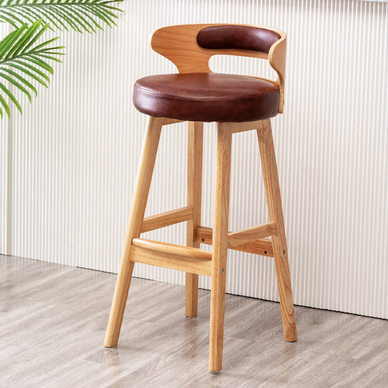 Contemporary Leather Solid Wood Barstools Bristol Bar Stool with Footrest and Low Back