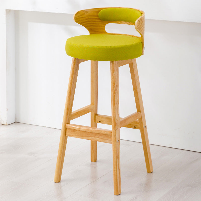 Contemporary Leather Solid Wood Barstools Bristol Bar Stool with Footrest and Low Back