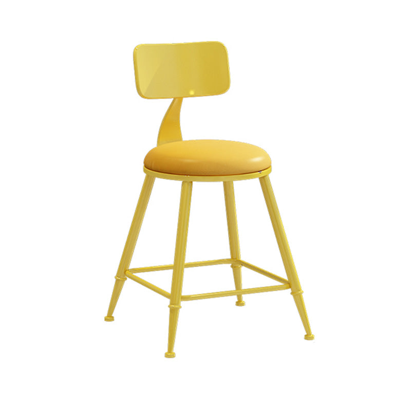 Modern Armless Backrest Counter Stool Iron Dessert Shop Bar Stool with Leather Cushion