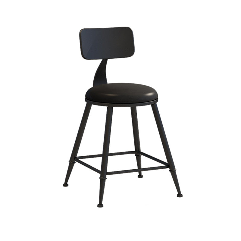 Modern Armless Backrest Counter Stool Iron Dessert Shop Bar Stool with Leather Cushion