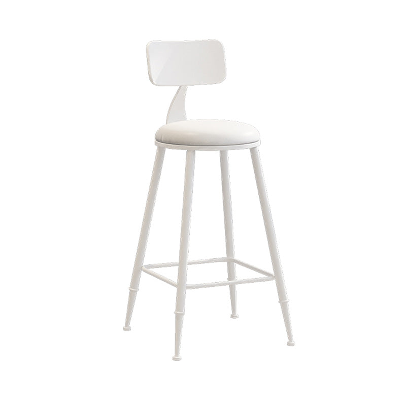 Modern Armless Backrest Counter Stool Iron Dessert Shop Bar Stool with Leather Cushion