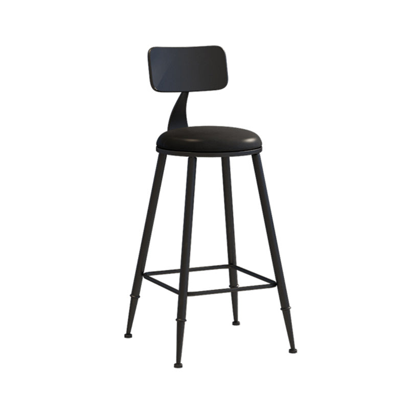Modern Armless Backrest Counter Stool Iron Dessert Shop Bar Stool with Leather Cushion