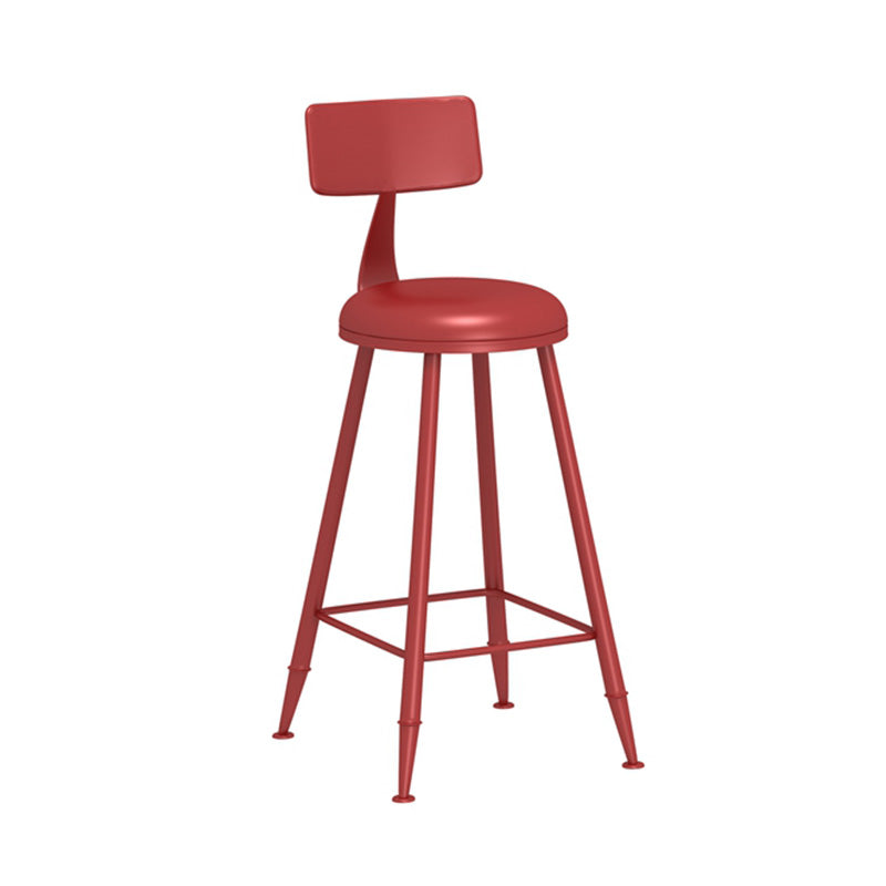 Modern Armless Backrest Counter Stool Iron Dessert Shop Bar Stool with Leather Cushion