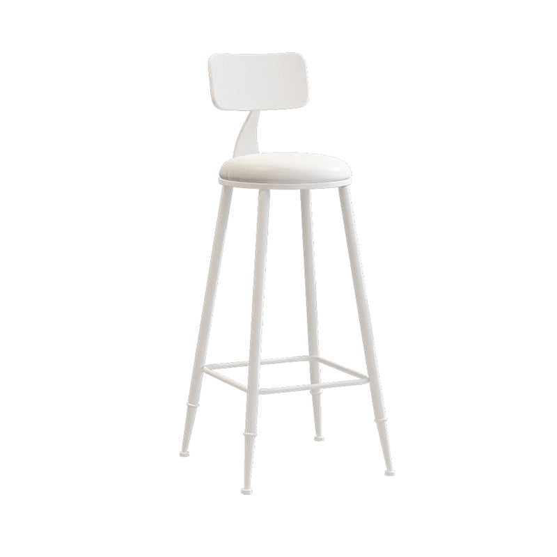 Modern Armless Backrest Counter Stool Iron Dessert Shop Bar Stool with Leather Cushion