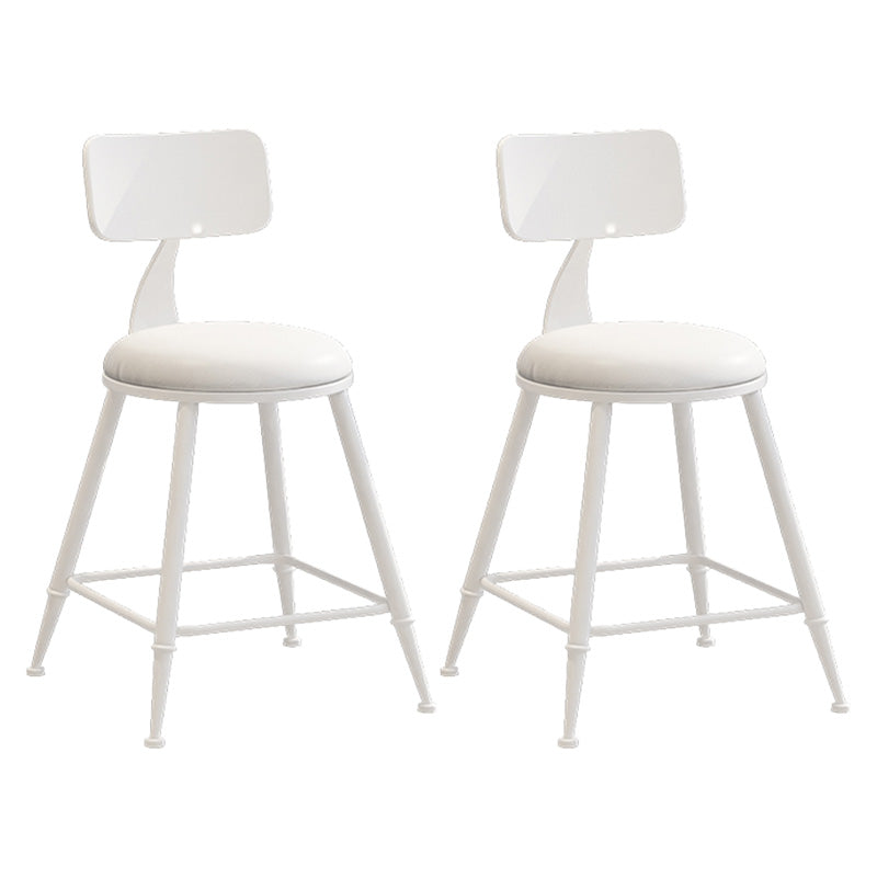 Modern Armless Backrest Counter Stool Iron Dessert Shop Bar Stool with Leather Cushion