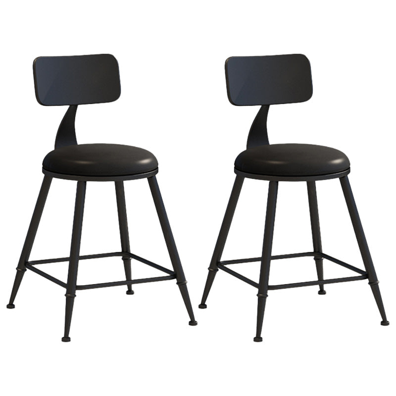 Modern Armless Backrest Counter Stool Iron Dessert Shop Bar Stool with Leather Cushion