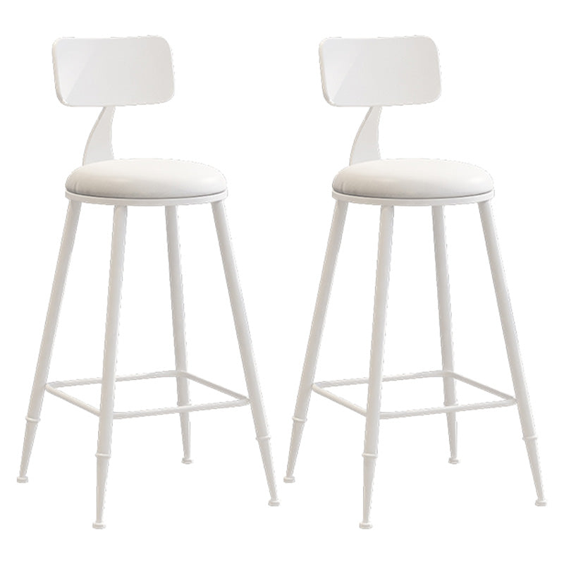 Modern Armless Backrest Counter Stool Iron Dessert Shop Bar Stool with Leather Cushion