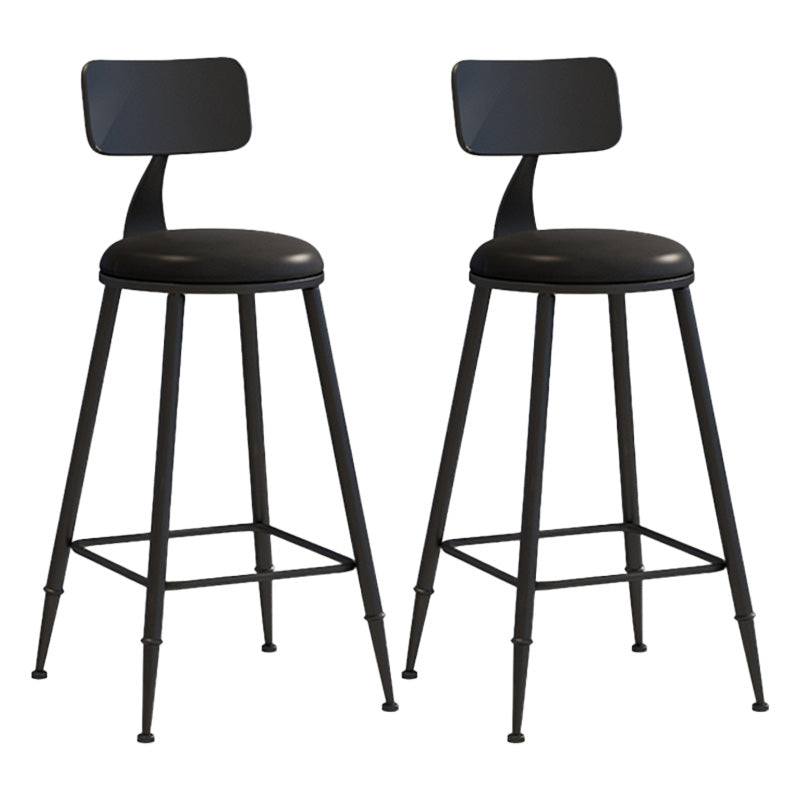 Modern Armless Backrest Counter Stool Iron Dessert Shop Bar Stool with Leather Cushion