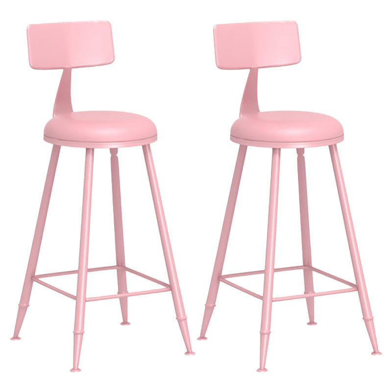 Modern Armless Backrest Counter Stool Iron Dessert Shop Bar Stool with Leather Cushion