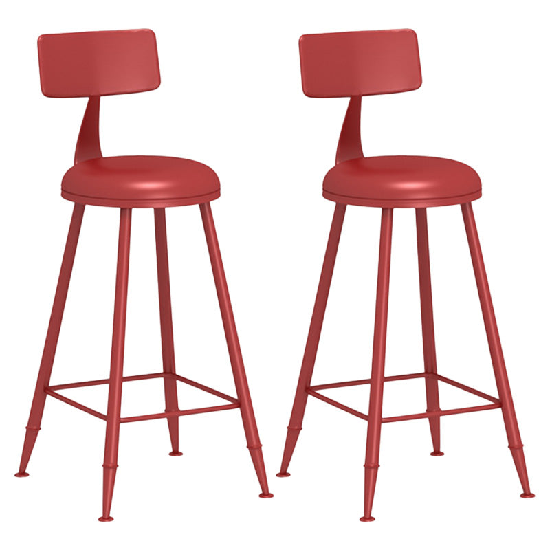 Modern Armless Backrest Counter Stool Iron Dessert Shop Bar Stool with Leather Cushion