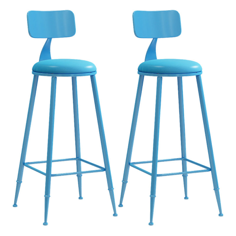 Modern Armless Backrest Counter Stool Iron Dessert Shop Bar Stool with Leather Cushion