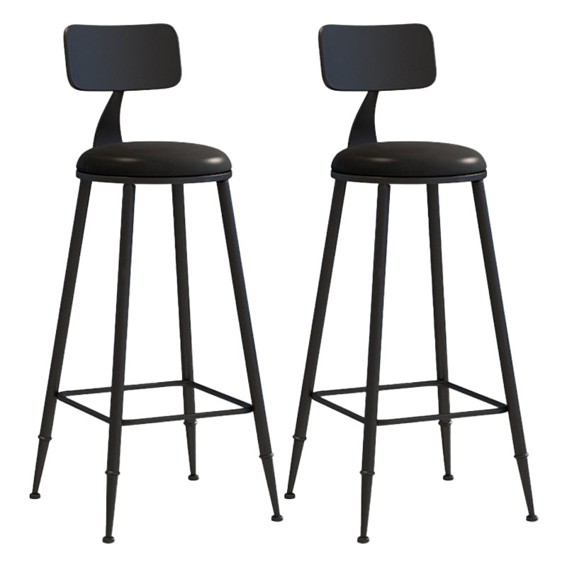 Modern Armless Backrest Counter Stool Iron Dessert Shop Bar Stool with Leather Cushion