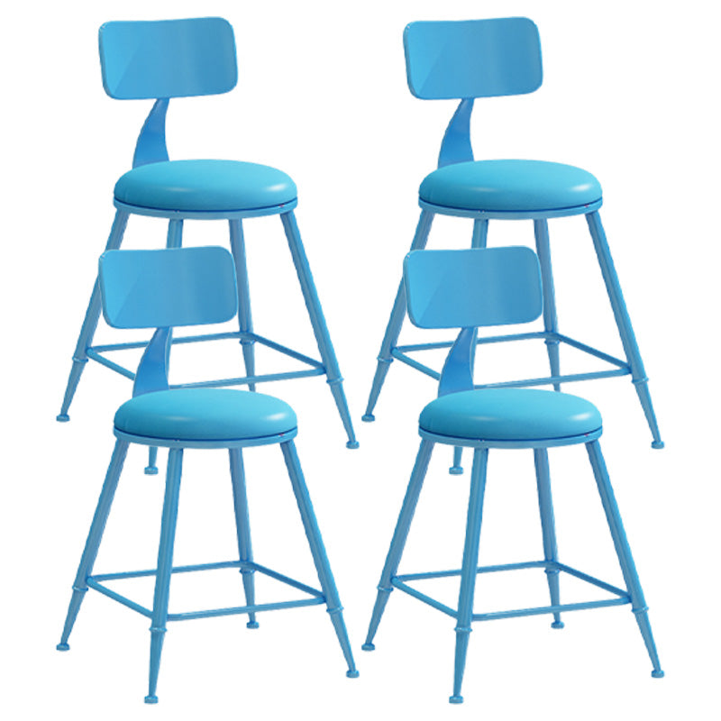 Modern Armless Backrest Counter Stool Iron Dessert Shop Bar Stool with Leather Cushion
