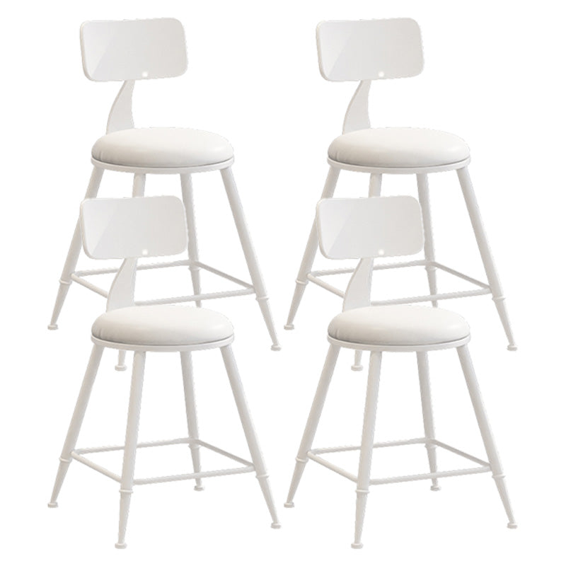 Modern Armless Backrest Counter Stool Iron Dessert Shop Bar Stool with Leather Cushion