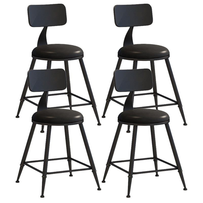 Modern Armless Backrest Counter Stool Iron Dessert Shop Bar Stool with Leather Cushion