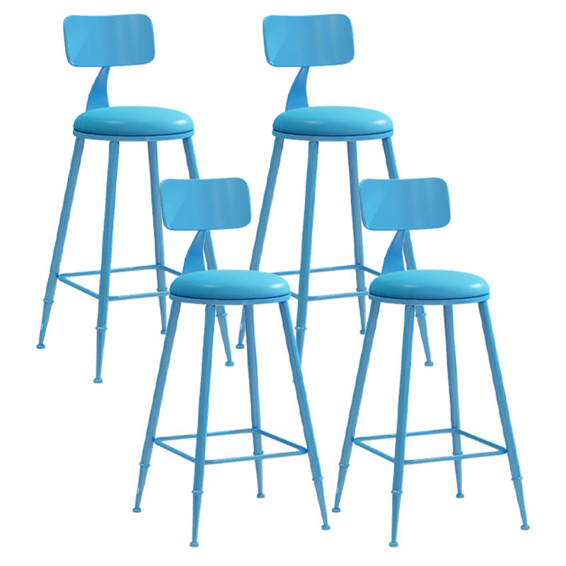 Modern Armless Backrest Counter Stool Iron Dessert Shop Bar Stool with Leather Cushion