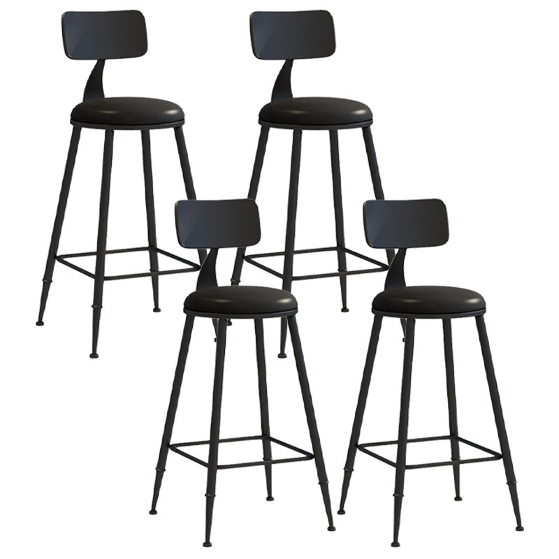 Modern Armless Backrest Counter Stool Iron Dessert Shop Bar Stool with Leather Cushion