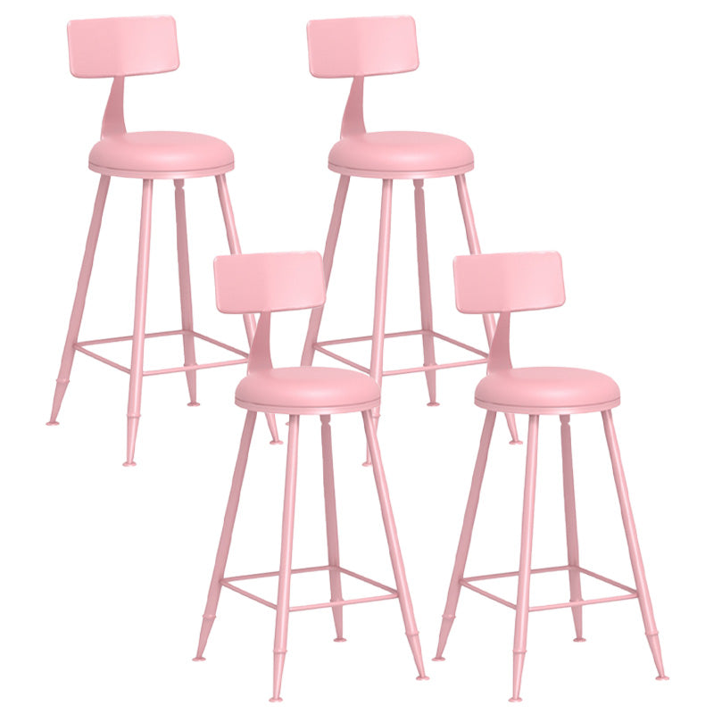 Modern Armless Backrest Counter Stool Iron Dessert Shop Bar Stool with Leather Cushion
