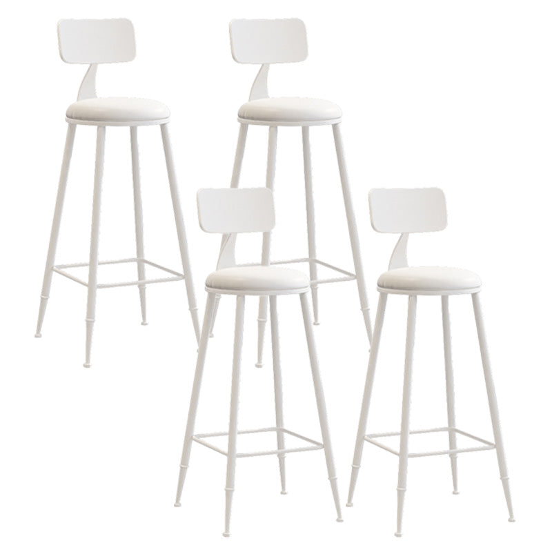 Modern Armless Backrest Counter Stool Iron Dessert Shop Bar Stool with Leather Cushion