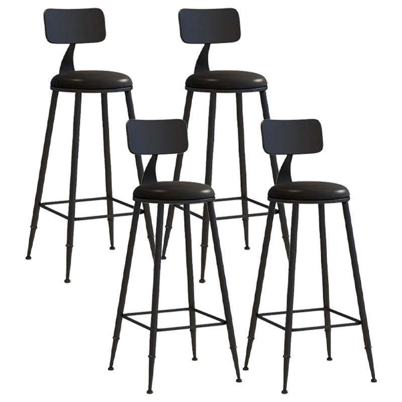 Modern Armless Backrest Counter Stool Iron Dessert Shop Bar Stool with Leather Cushion