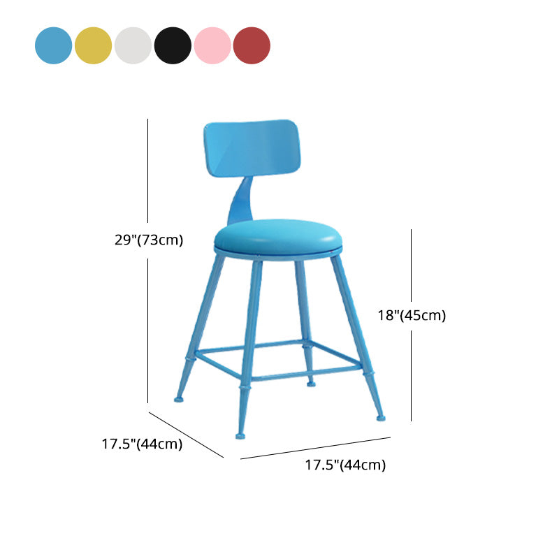 Modern Armless Backrest Counter Stool Iron Dessert Shop Bar Stool with Leather Cushion