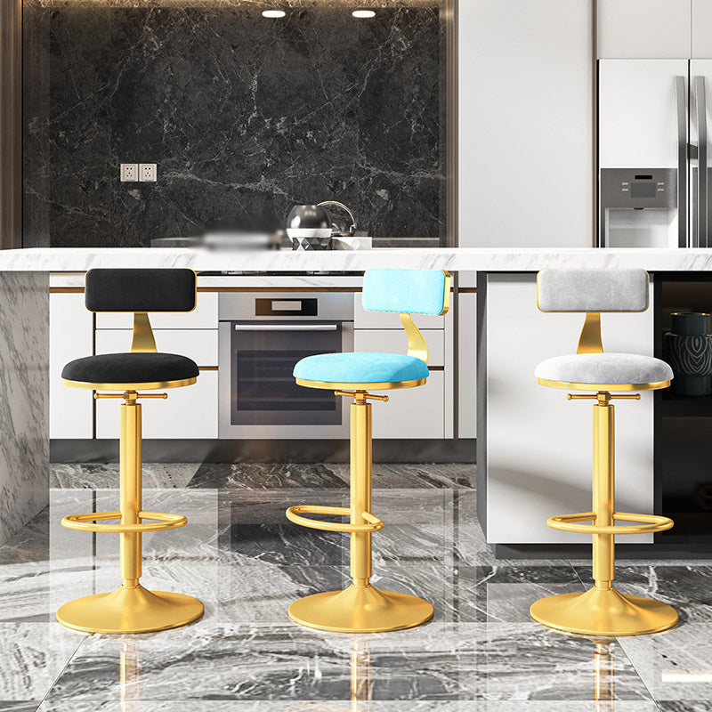 Taburete giratorio ajustable Glam, taburete de bar de cocina de hierro con cojín de terciopelo