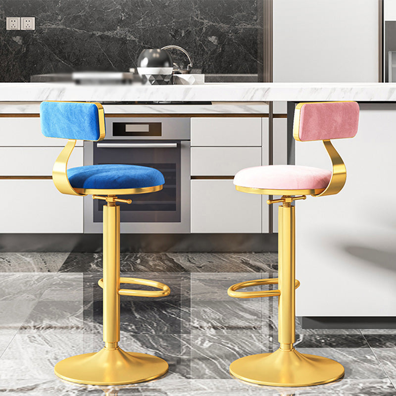 Taburete giratorio ajustable Glam, taburete de bar de cocina de hierro con cojín de terciopelo
