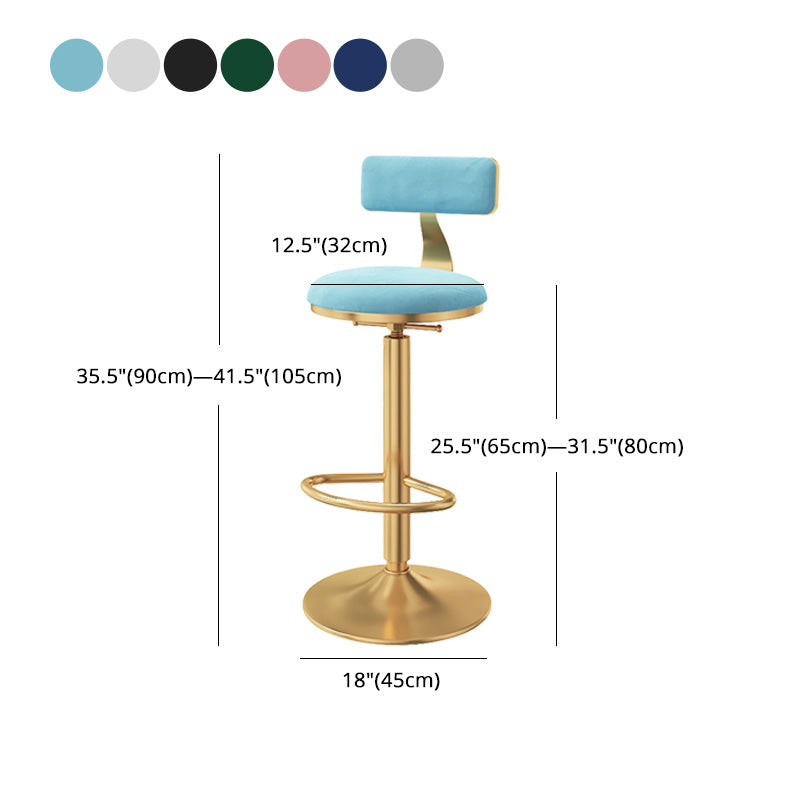 Taburete giratorio ajustable Glam, taburete de bar de cocina de hierro con cojín de terciopelo