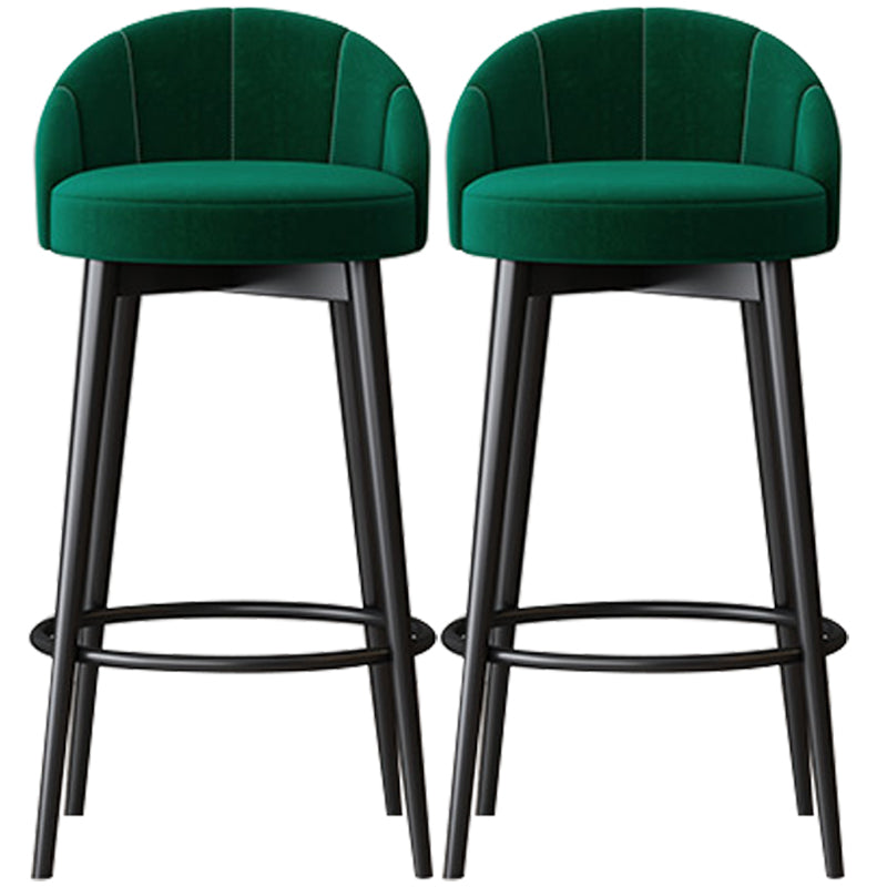 Taburete de bar de barras tapizada de metal glamorosa con cojín y espalda baja