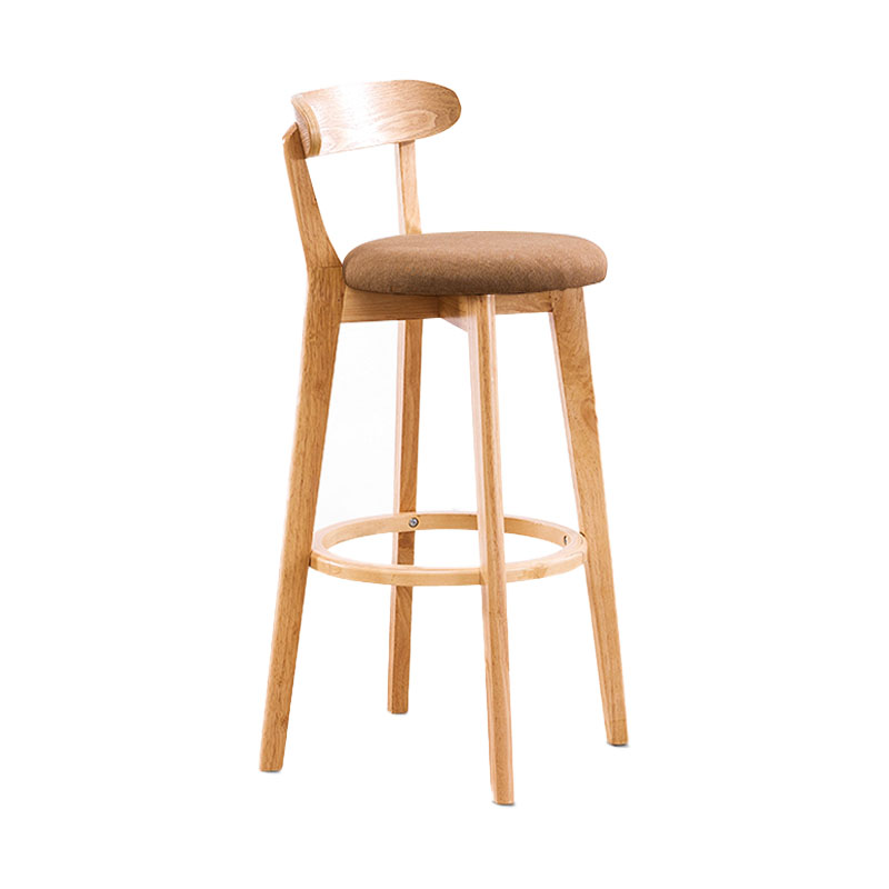 Contemporary Solid Wood Barstool Bristol Bar Stool with Footrest and Low Back