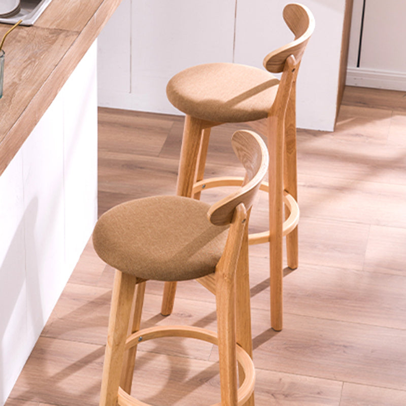 Contemporary Solid Wood Barstool Bristol Bar Stool with Footrest and Low Back