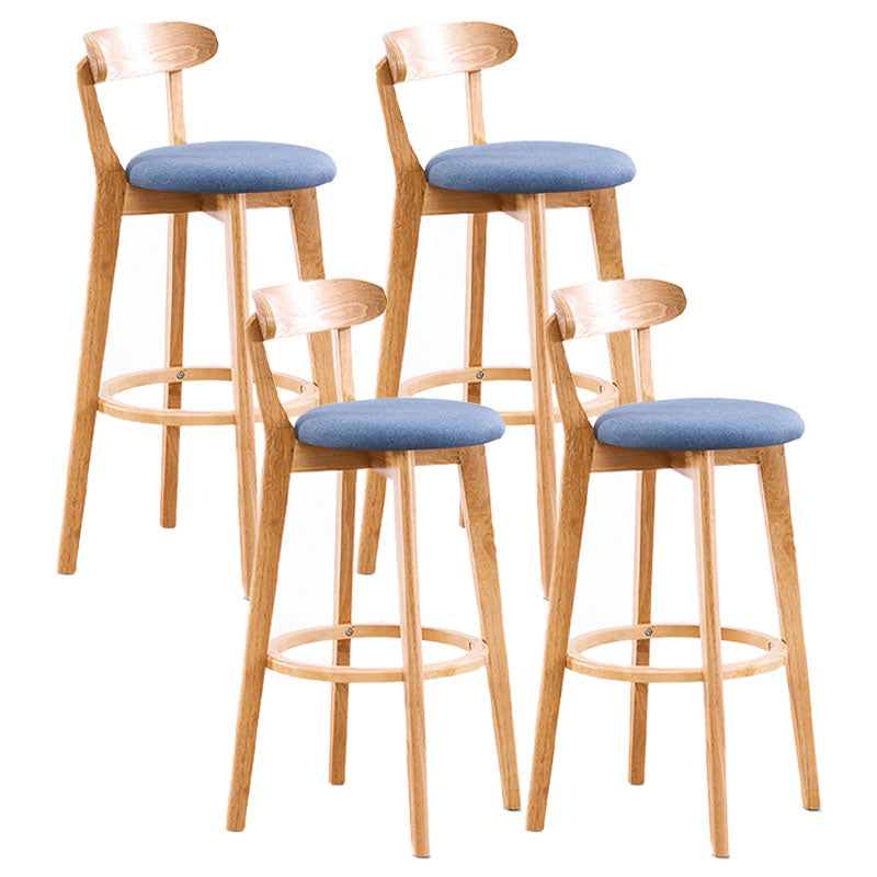 Contemporary Solid Wood Barstool Bristol Bar Stool with Footrest and Low Back