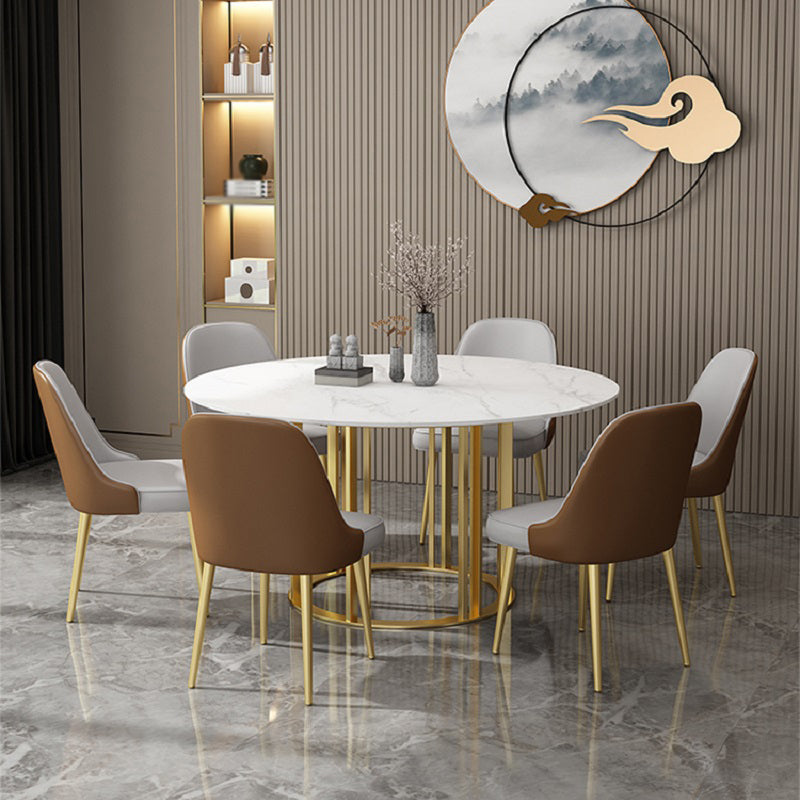 Glam 1/2/7 Pieces Dining Table Set Round Dining Table Set with Chair