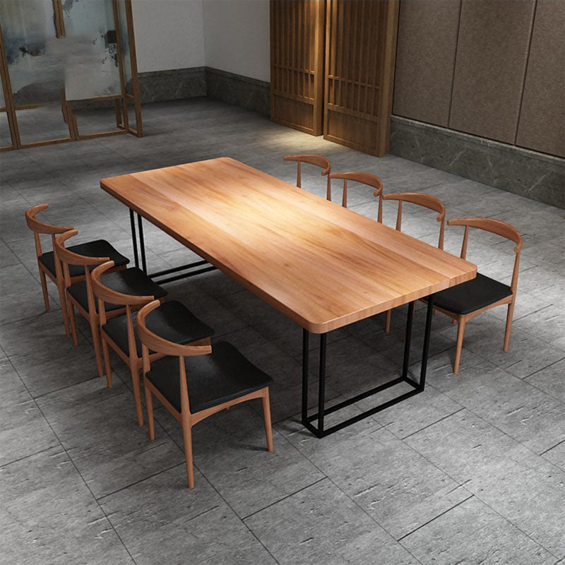 Rectangular 1/2/9 Pieces Dining Set Natural and Black Windsor Back Chair Set for Kitchen