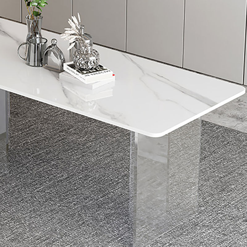 Acrylique moderne 1/2/4/5 pièces ensemble de salle à manger rectangle rectangle double table de table piédestal