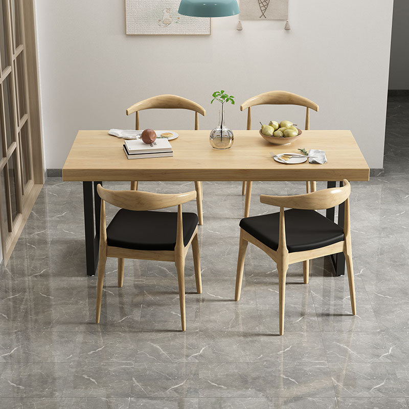 Industrial Solid Wood Dining Set 1/4/5 pieces Double Pedestal Table in Natural