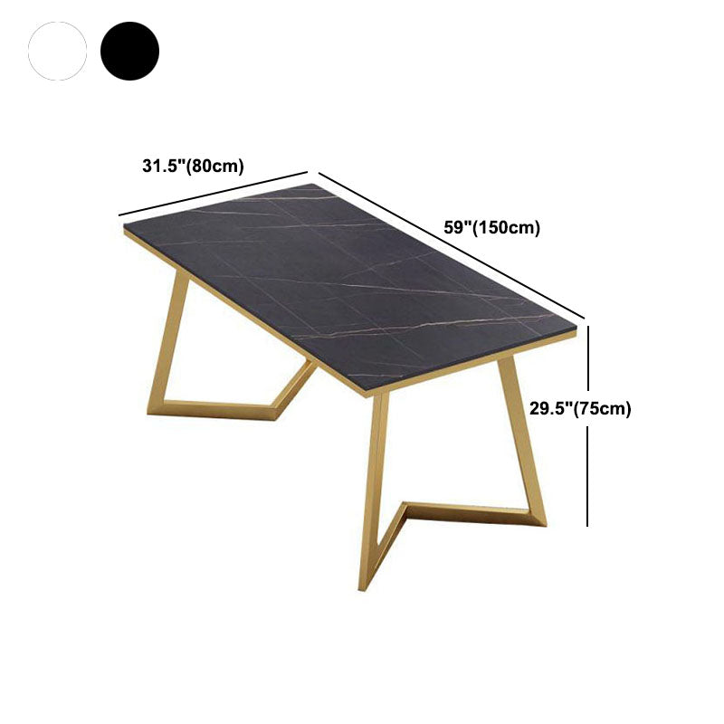 Glam Style 1/5 Pieces Dining Set Rectangle Stone Table Kitchen Set for Dining Room