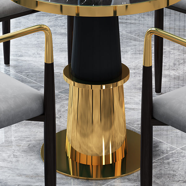 Glam 1/4/5 pièces Ensemble de restauration Base d'or et table de table en pierre pour salle à manger